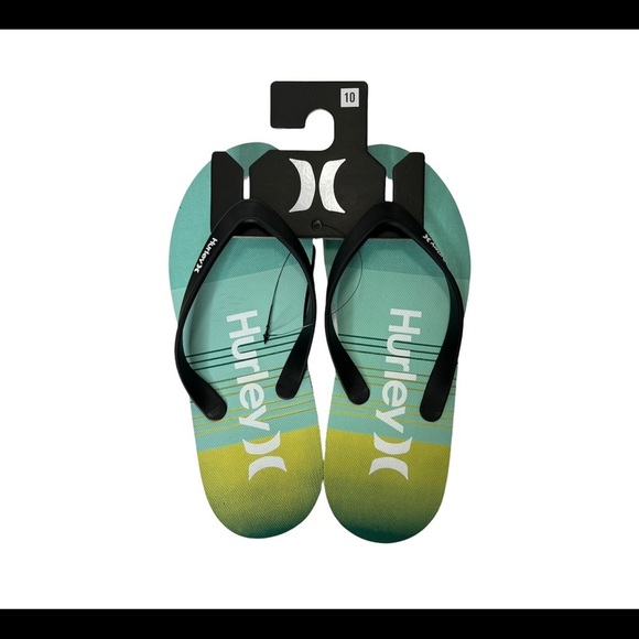 Hurley Mens size 9 Flip Flops Slides blue teal black Sandals Breakwater slides - Picture 7 of 13